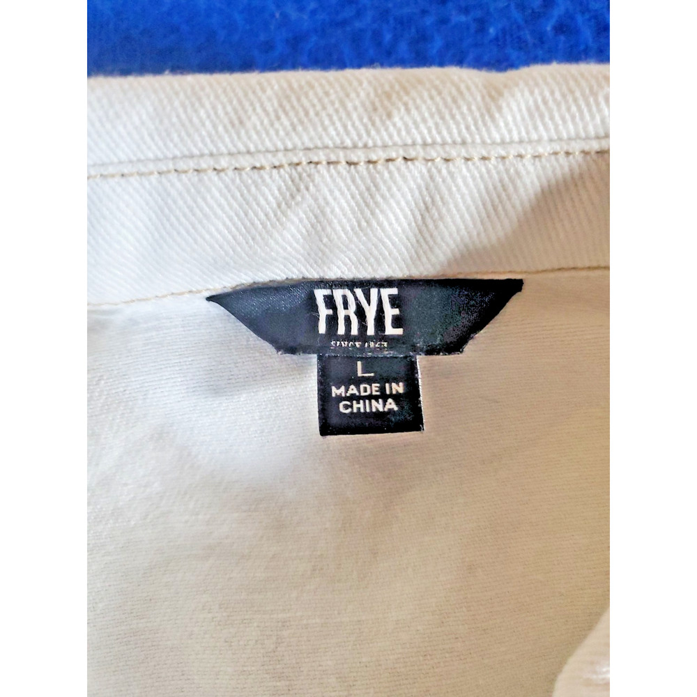 Frye Shirt Dress Women's Large White Denim Long Sleeve ButtonFront Tunic Pockets - Picture 4 of 16